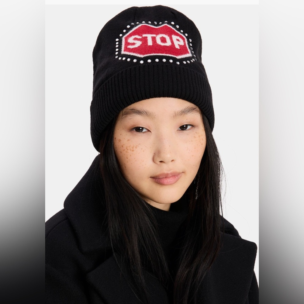 KATE SPADE NEW YORK TRAFFIC SIGN BEANIE - NWT - Picture 3 of 6